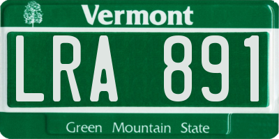 VT license plate LRA891