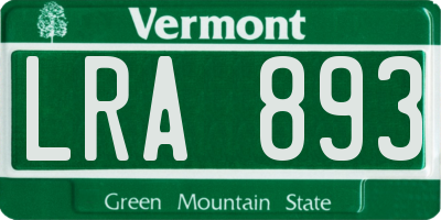 VT license plate LRA893