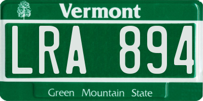 VT license plate LRA894