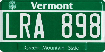 VT license plate LRA898