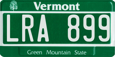 VT license plate LRA899