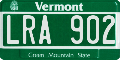 VT license plate LRA902