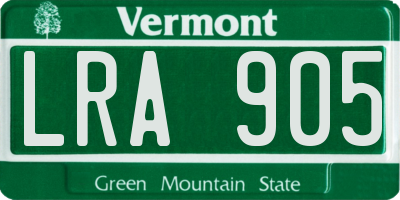 VT license plate LRA905