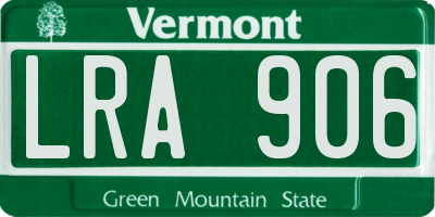 VT license plate LRA906