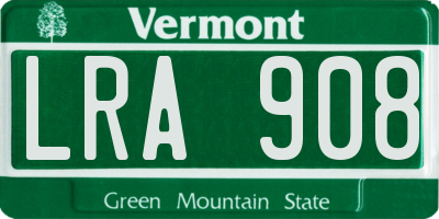 VT license plate LRA908