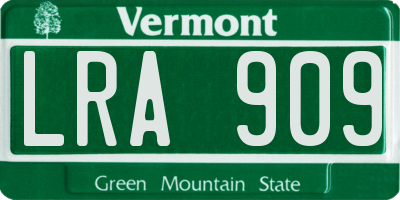 VT license plate LRA909