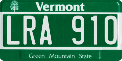 VT license plate LRA910