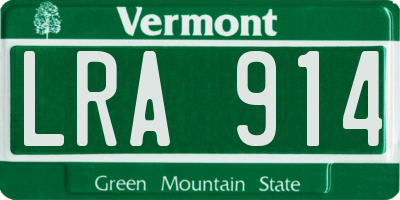 VT license plate LRA914