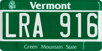 VT license plate LRA916