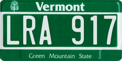 VT license plate LRA917
