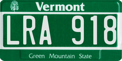VT license plate LRA918