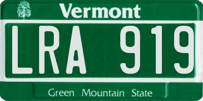 VT license plate LRA919