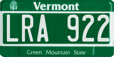 VT license plate LRA922