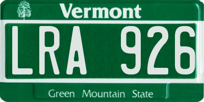 VT license plate LRA926