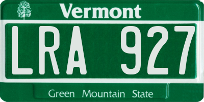 VT license plate LRA927