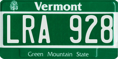 VT license plate LRA928