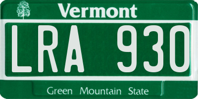 VT license plate LRA930