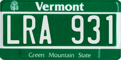VT license plate LRA931