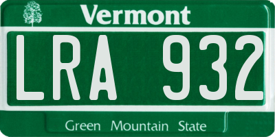 VT license plate LRA932