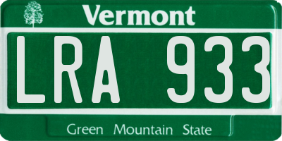 VT license plate LRA933