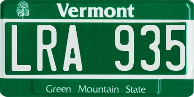 VT license plate LRA935