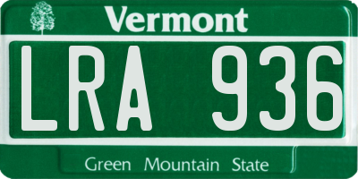 VT license plate LRA936