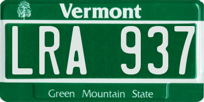 VT license plate LRA937