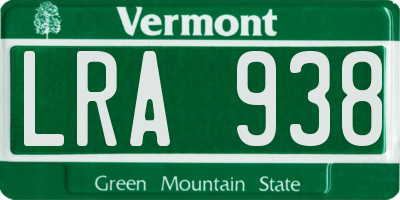 VT license plate LRA938