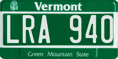 VT license plate LRA940