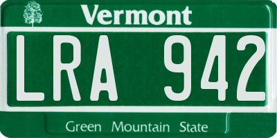 VT license plate LRA942