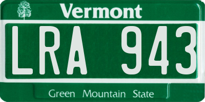 VT license plate LRA943