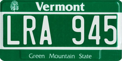 VT license plate LRA945