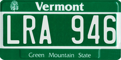 VT license plate LRA946
