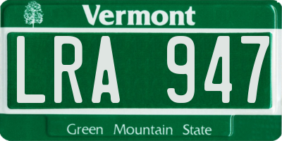 VT license plate LRA947