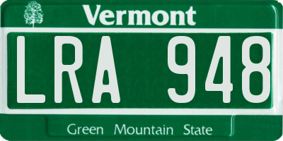 VT license plate LRA948