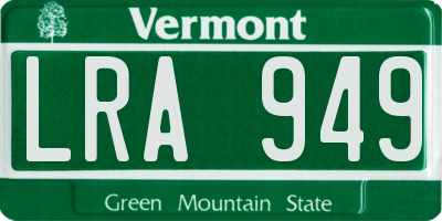 VT license plate LRA949