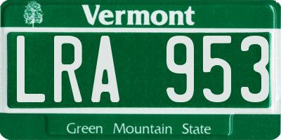VT license plate LRA953