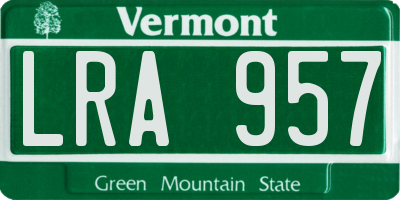 VT license plate LRA957