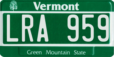 VT license plate LRA959