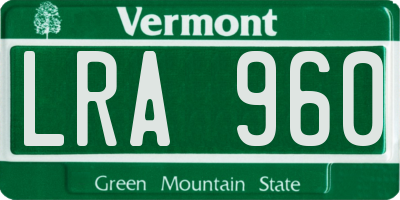 VT license plate LRA960