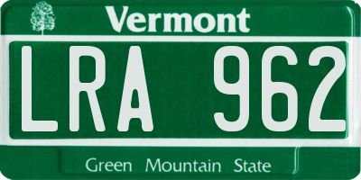 VT license plate LRA962