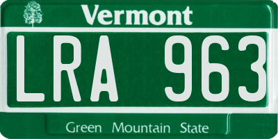 VT license plate LRA963