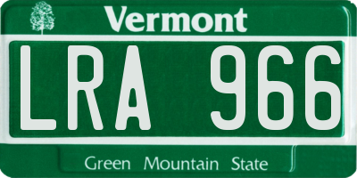 VT license plate LRA966