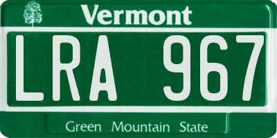 VT license plate LRA967