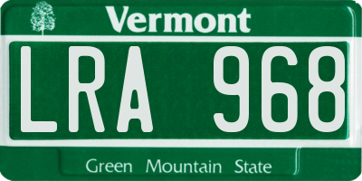 VT license plate LRA968
