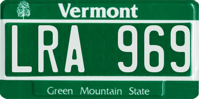 VT license plate LRA969