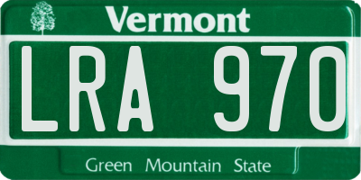 VT license plate LRA970