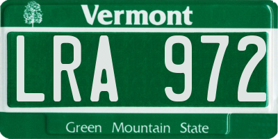 VT license plate LRA972