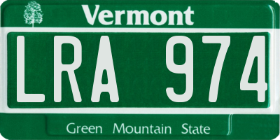 VT license plate LRA974