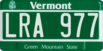 VT license plate LRA977